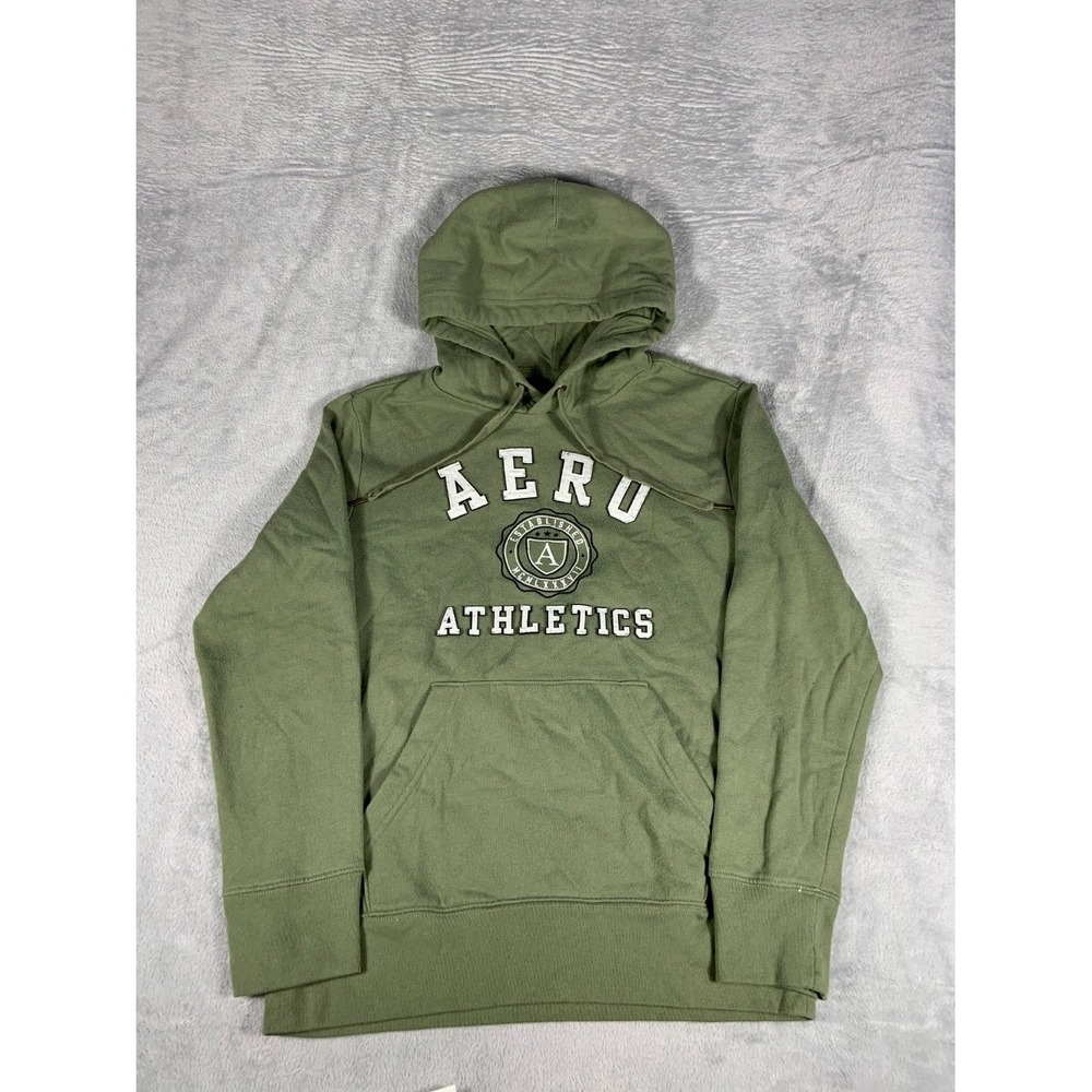 Aeropostale Pullover Hoodie Sweatshirt Aero Athletics Mens M Green Embroidered